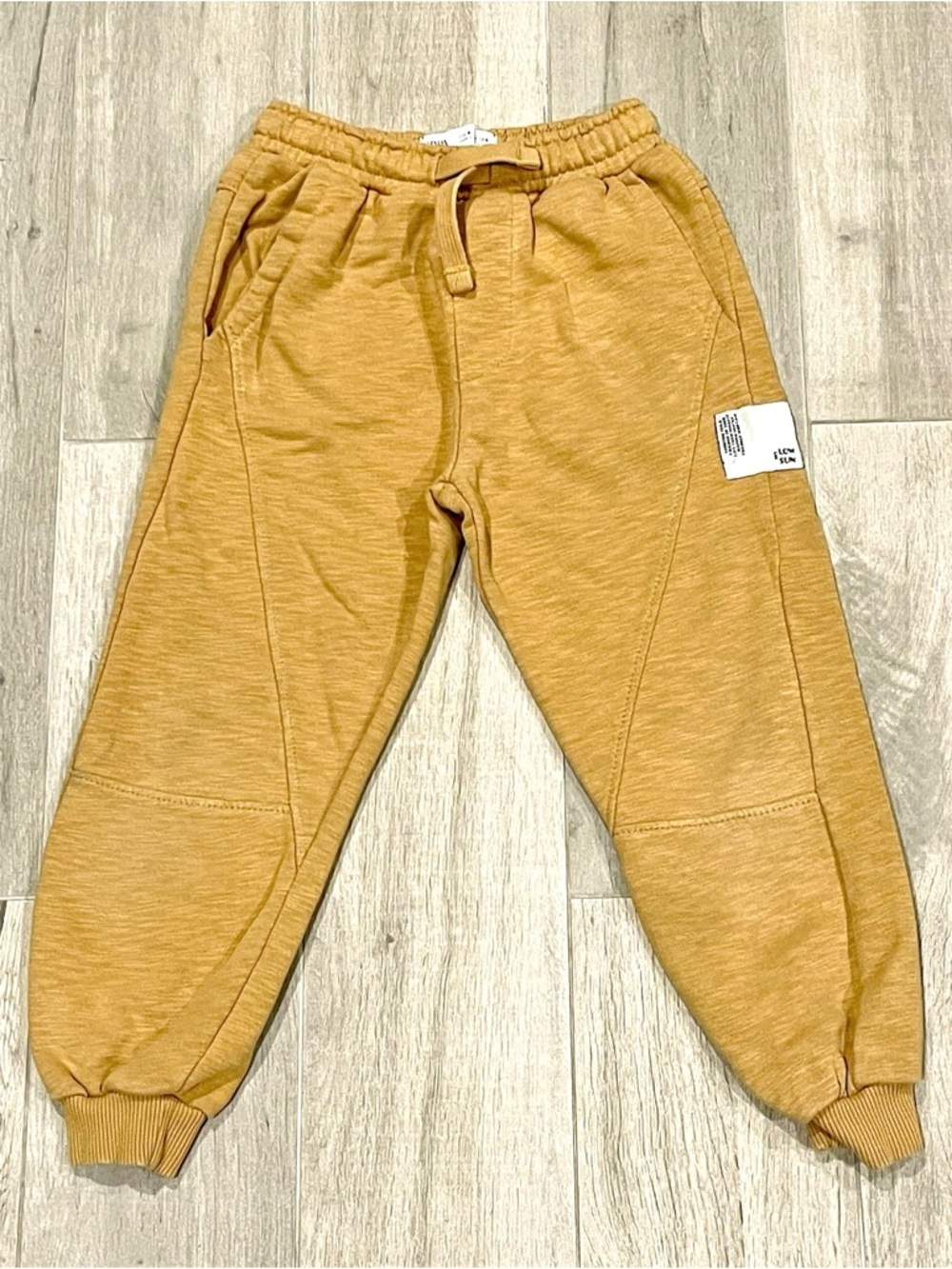 ZARA Kids Jogger Sweatpants Size 8 Mustard Tan Elastic Waist Comfy
